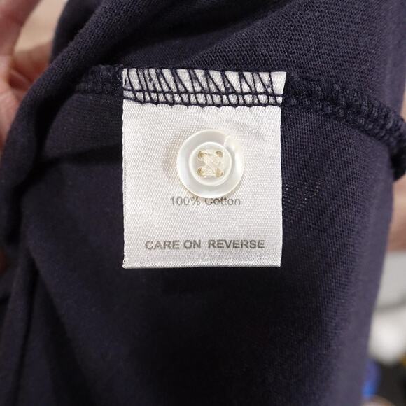 Billy Reid Polo Shirt Mens Large Navy Blue Contrast Stitch Button Placket Pocket - Picture 8 of 9